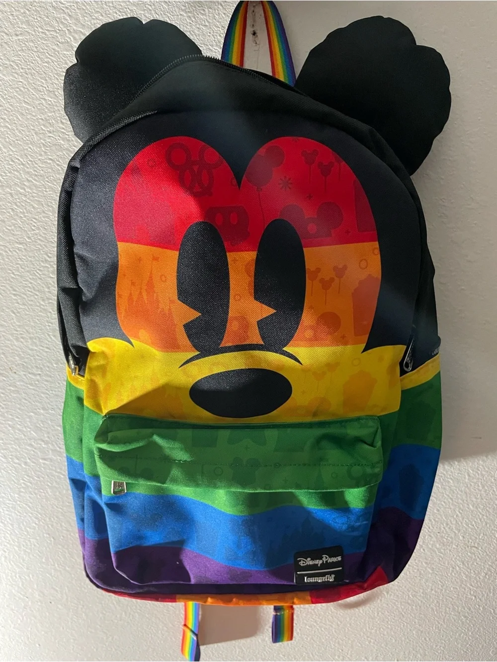 Loungefly Rainbow Mickey Mouse Ear Backpack - Black & Multicolor